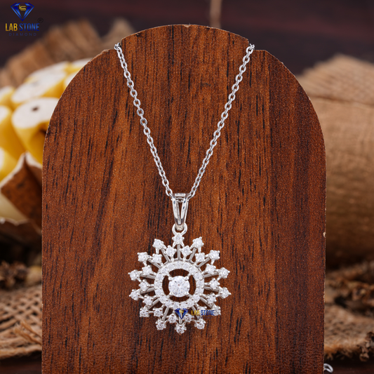 1.60 TDW Round Cut Diamond Pendant & Earring