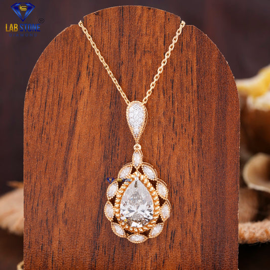 7.41 TDW Pear, Marquise & Round Cut Diamond Pendant & Earring