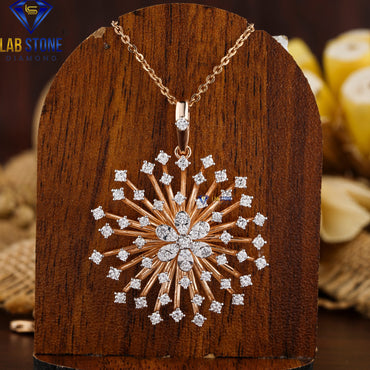 2.09 TDW Round Cut Diamond Pendant & Earring