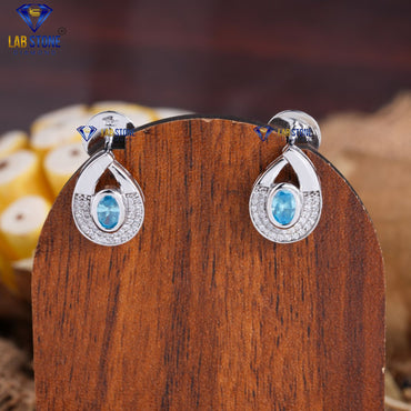 5.03 TDW Fancy Blue Oval & Round Cut Diamond Pendant & Earring
