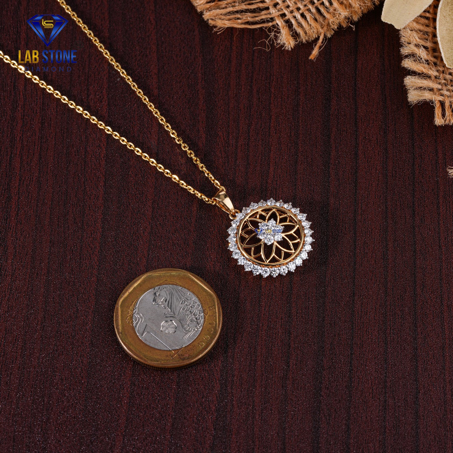 1.53 TDW Round Cut Diamond Pendant & Earring