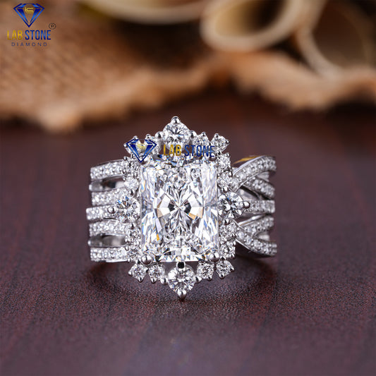 3.51 TDW Radiant & Round Cut Diamond Women’s Ring with Band