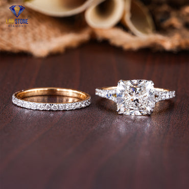 6.04 TDW Cushion & Round Cut Women’s Diamond Ring with Band