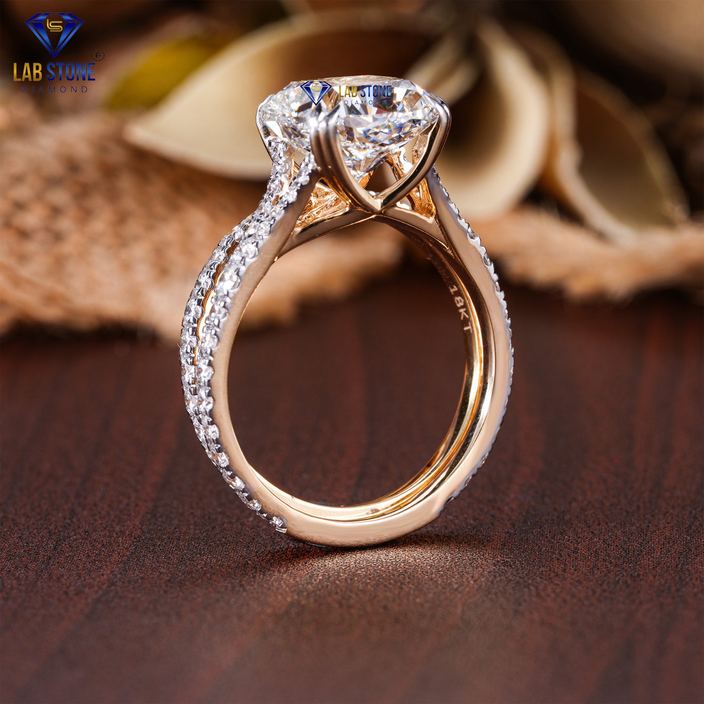 6.04 TDW Cushion & Round Cut Women’s Diamond Ring with Band