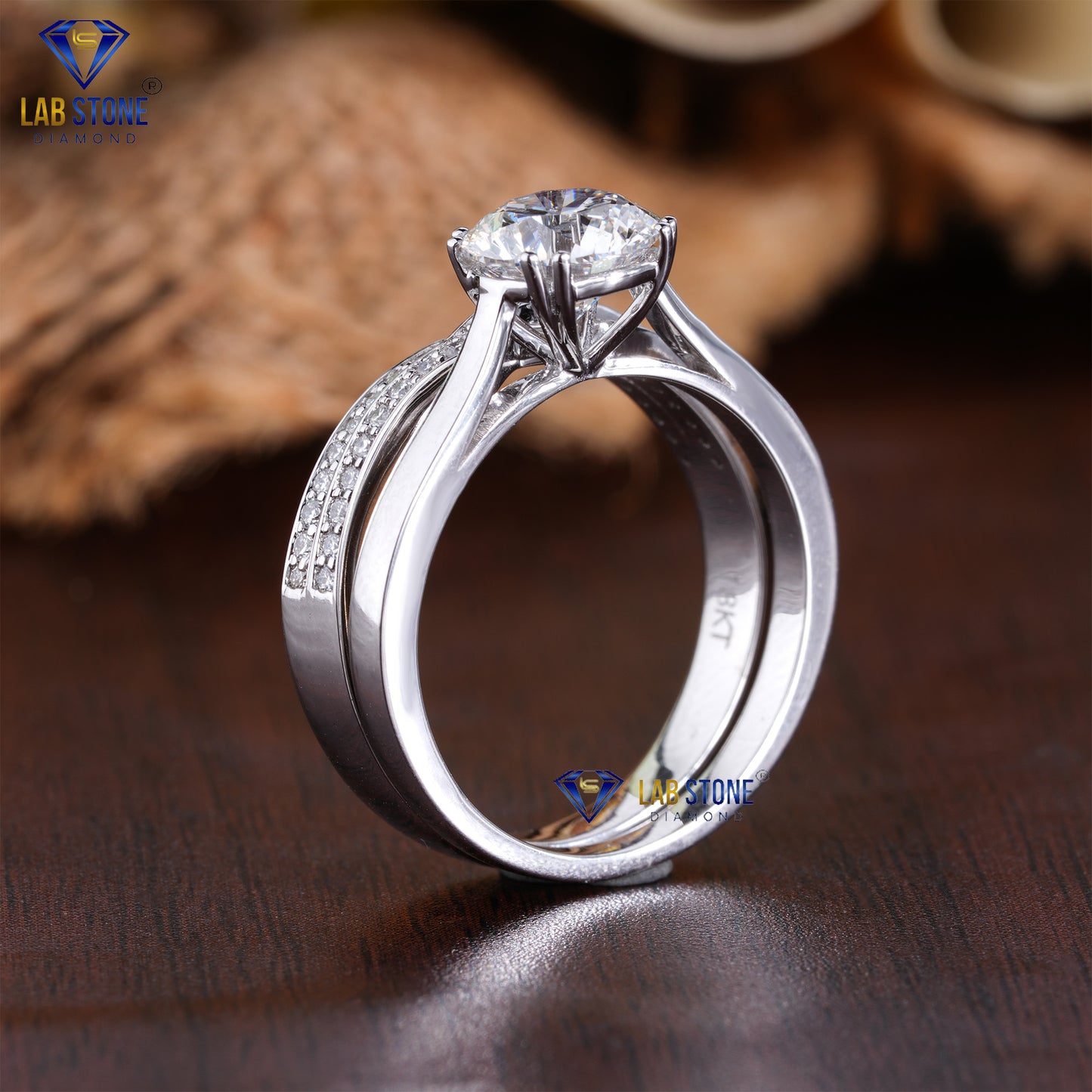 1.41 TDW Round Cut Women’s Diamond Ring with Band