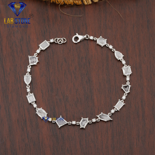 4.49 TDW Rose Cut & Round Cut Diamond Slider Bracelet