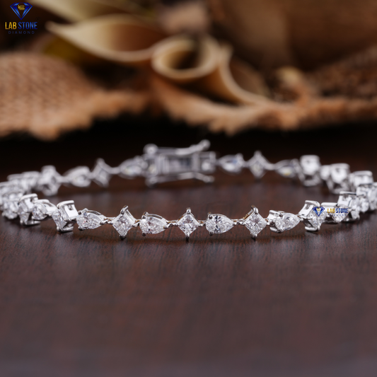 3.43 TDW Princess & Pear Cut Diamond Slider Bracelet