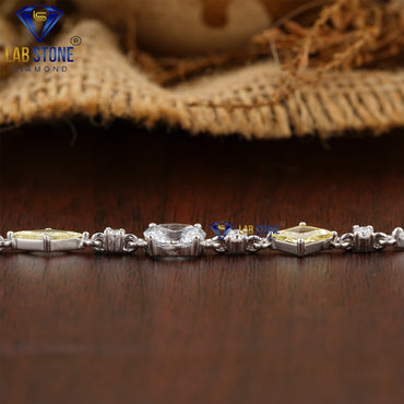 3.76 TDW Light Yellow Rose Cut, Oval & Round Cut Diamond Slider Bracelet