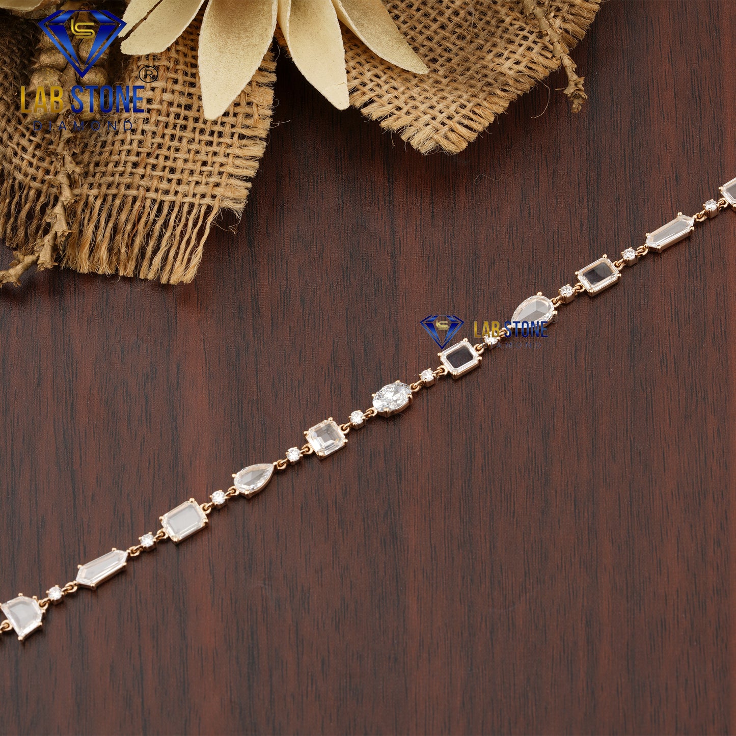 3.95 TDW Rose Cut, Oval & Round Cut Diamond Slider Bracelet