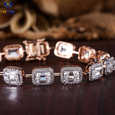 12.18 TDW Round & Emerald Cut Diamond Women’s Slider Bracelet