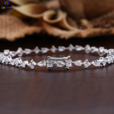 3.43 TDW Princess & Pear Cut Diamond Slider Bracelet