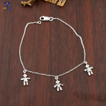 1.12 TDW Round, Triangle & Baguette Diamond Charm Bracelet