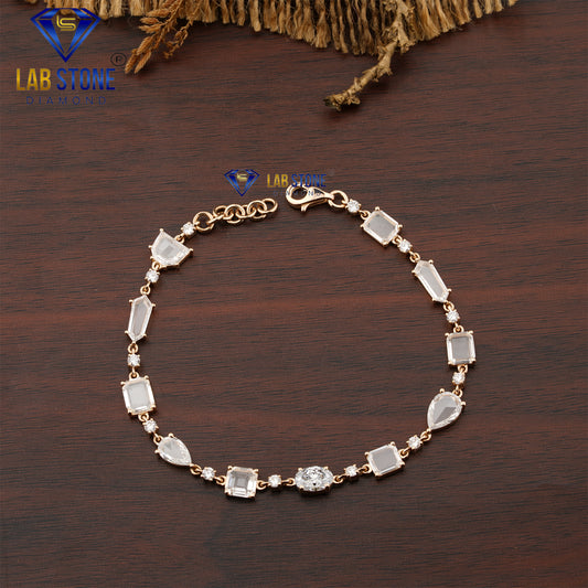 3.95 TDW Rose Cut, Oval & Round Cut Diamond Slider Bracelet