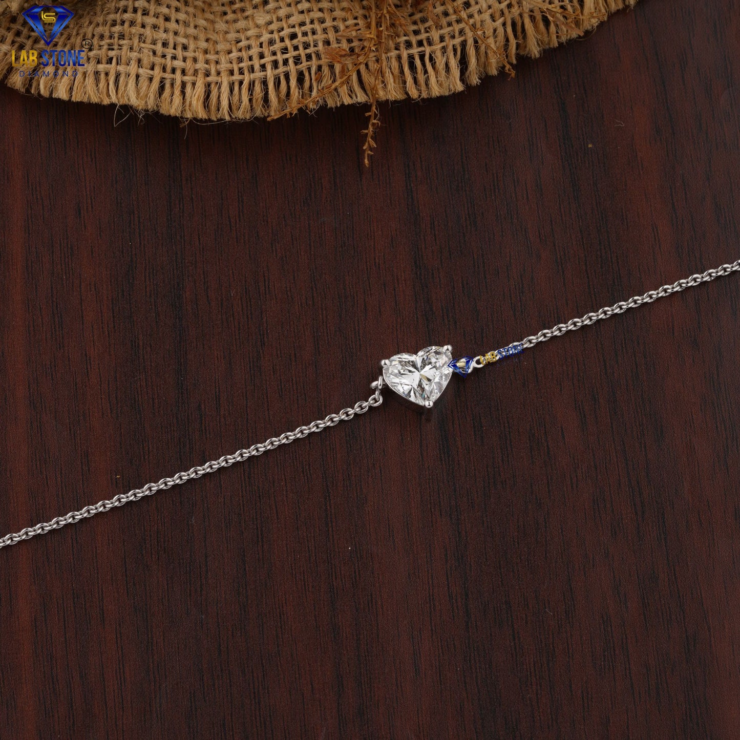 3.09 TDW Heart Cut Diamond Charm Bracelet