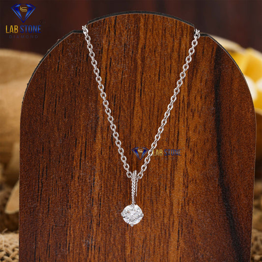 0.33 TDW Round Cut Diamond Solitaire Pendant with Chain