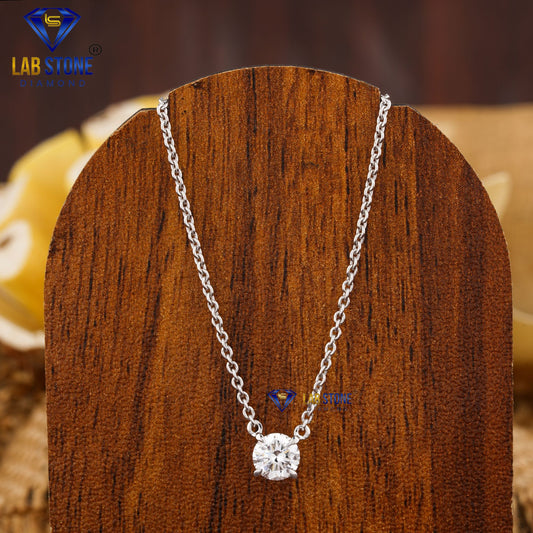 1.05 TDW Round Cut Diamond Solitaire Pendant with Chain