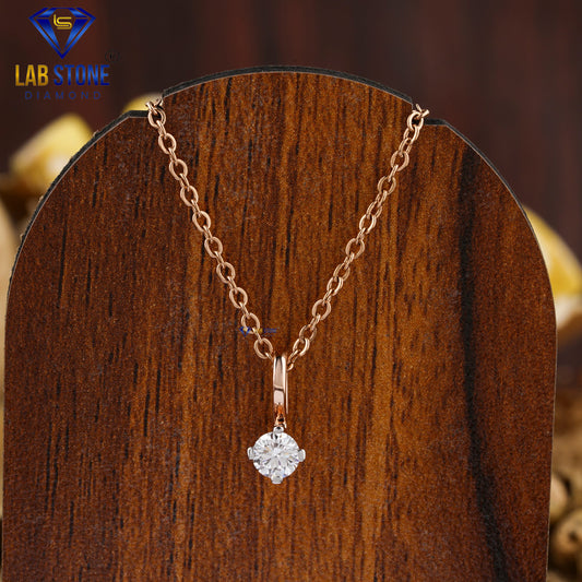 0.30 TDW Round Cut Diamond Solitaire Pendant with Chain