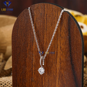 0.33 TDW Round Cut Diamond Solitaire Pendant with Chain