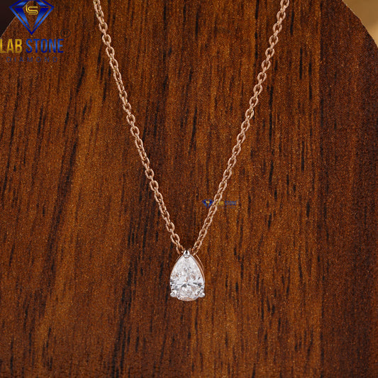 0.32 TDW Pear Cut Diamond Solitaire Pendant with Chain