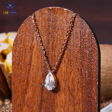 1.09 TDW Pear Cut Diamond Solitaire Pendant with Chain