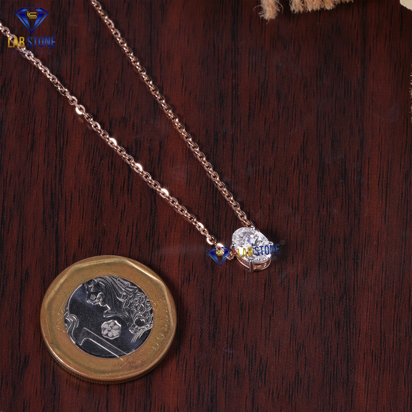1.07 TDW Oval Cut Diamond Solitaire Pendant with Chain