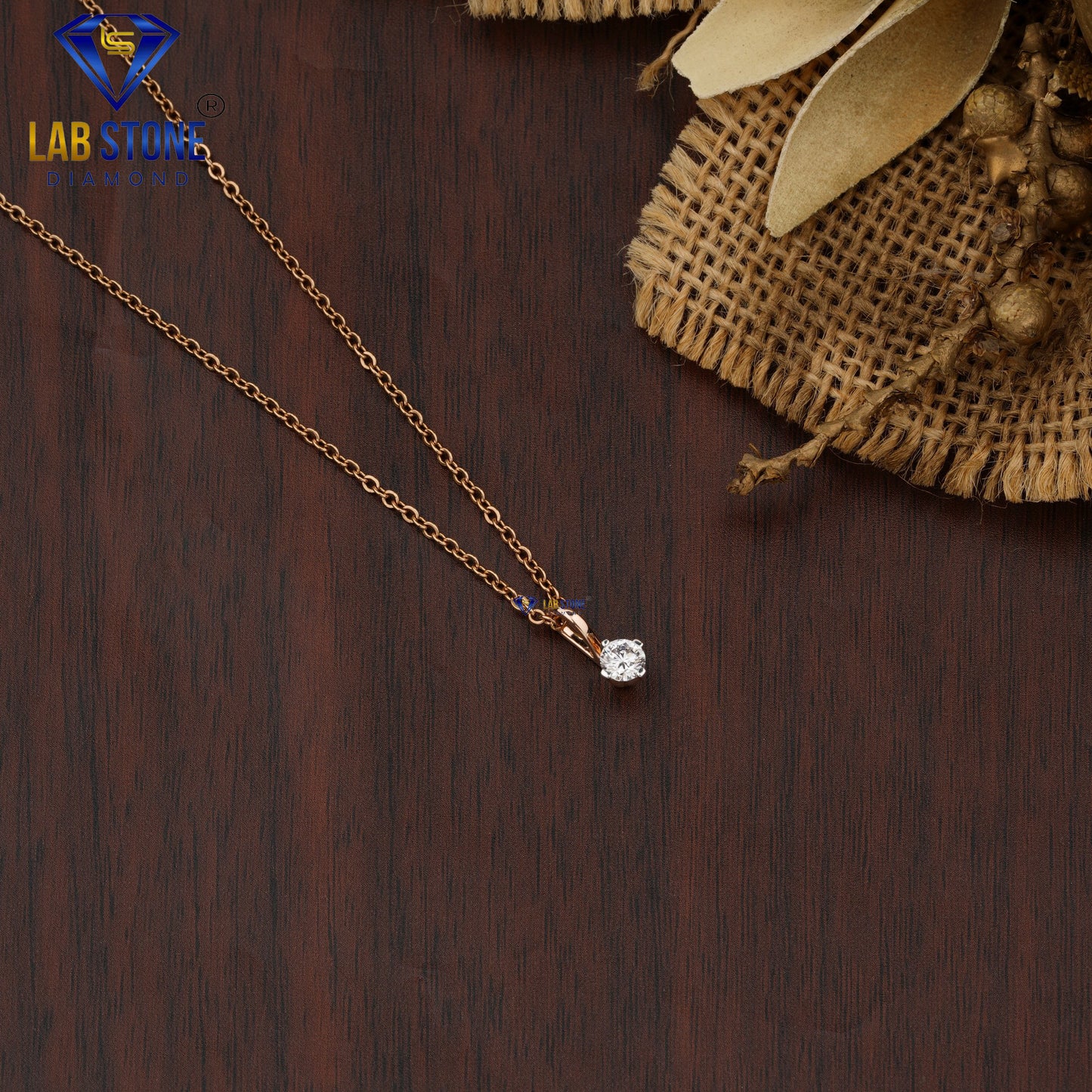 0.33 TDW Round Cut Diamond Solitaire Pendant with Chain