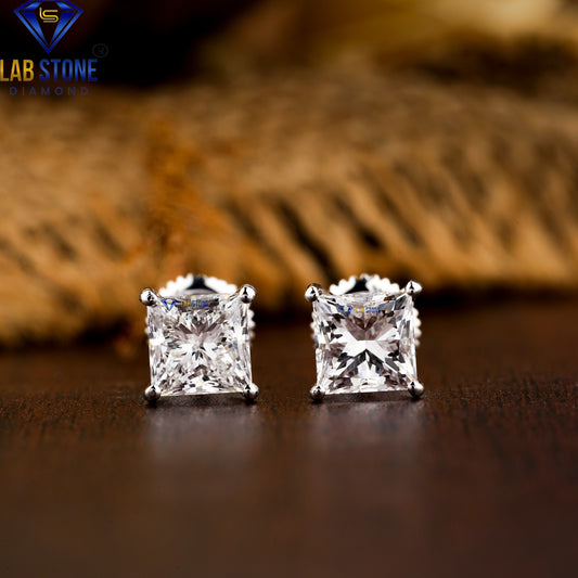 0.55 TDW Princess Cut Diamond Solitaire Stud Earrings