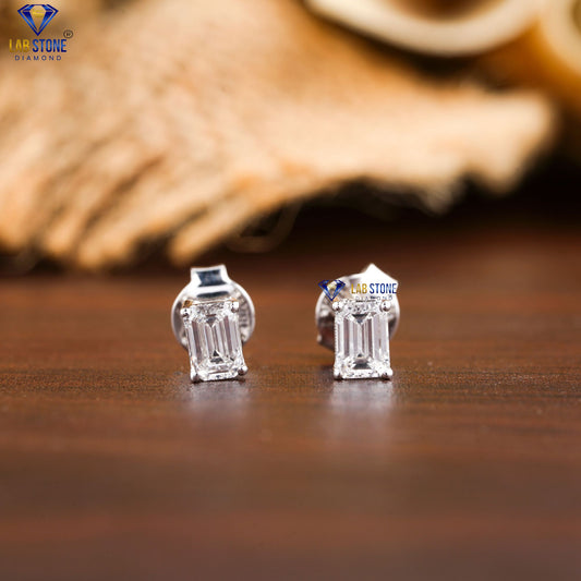 0.40 TDW Emerald Cut Diamond Solitaire Stud Earring