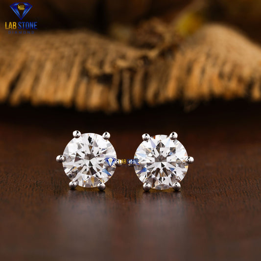 2.00 TDW Round Cut Diamond Solitaire Stud Earrings