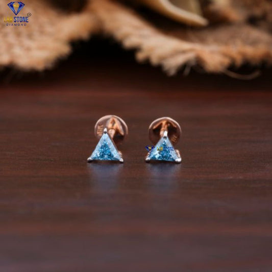 0.69 TDW Fancy Blue Triangle Cut Diamond Stud Earring