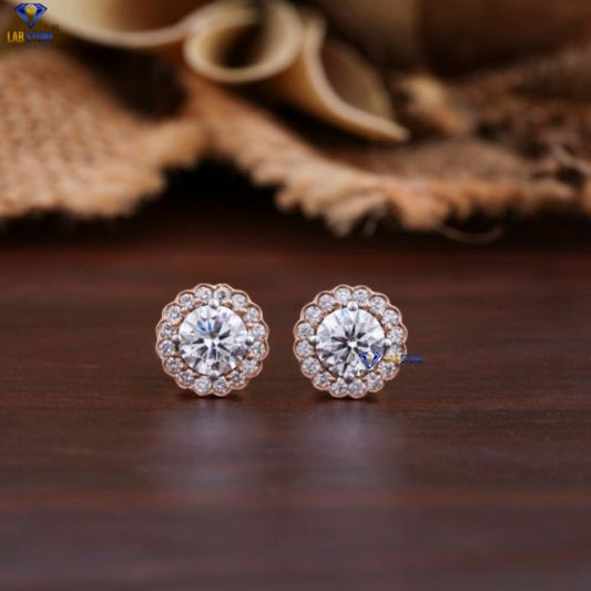 1.71 TDW Round Cut Diamond Stud Earring