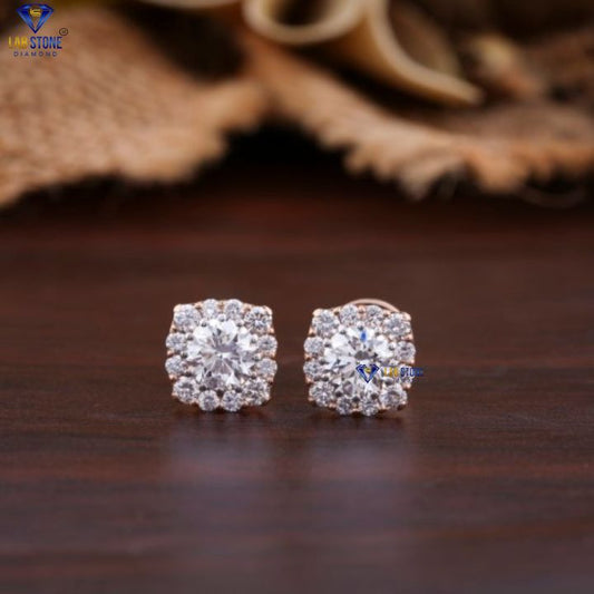 1.81 TDW Round Cut Diamond Stud Earring