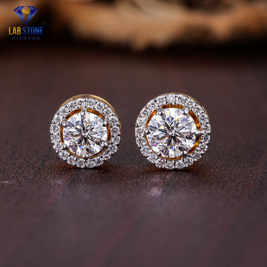 1.43 TDW Round Cut Diamond Stud Earring