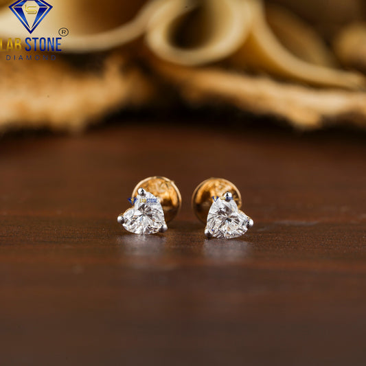 0.33 TDW Heart Cut Diamond Solitaire Stud Earrings