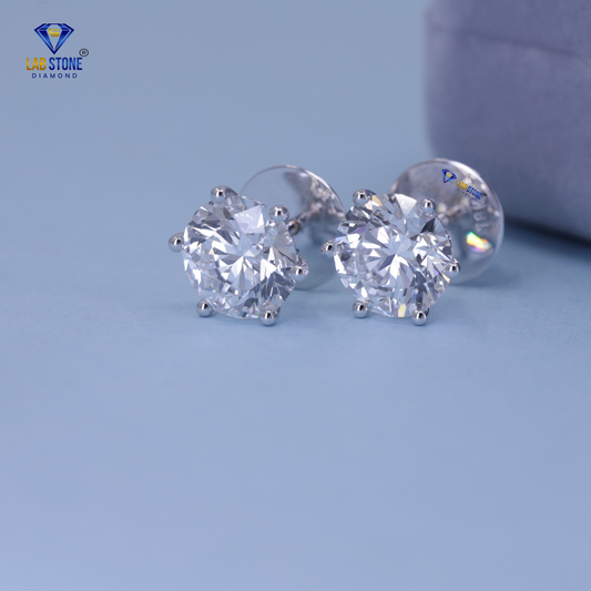 1.60 TDW Round Cut Diamond Stud Earrings