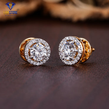 1.43 TDW Round Cut Diamond Stud Earring