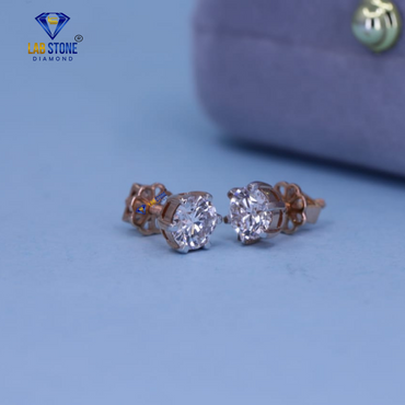 0.90 TDW Round Cut Diamond Stud Earrings