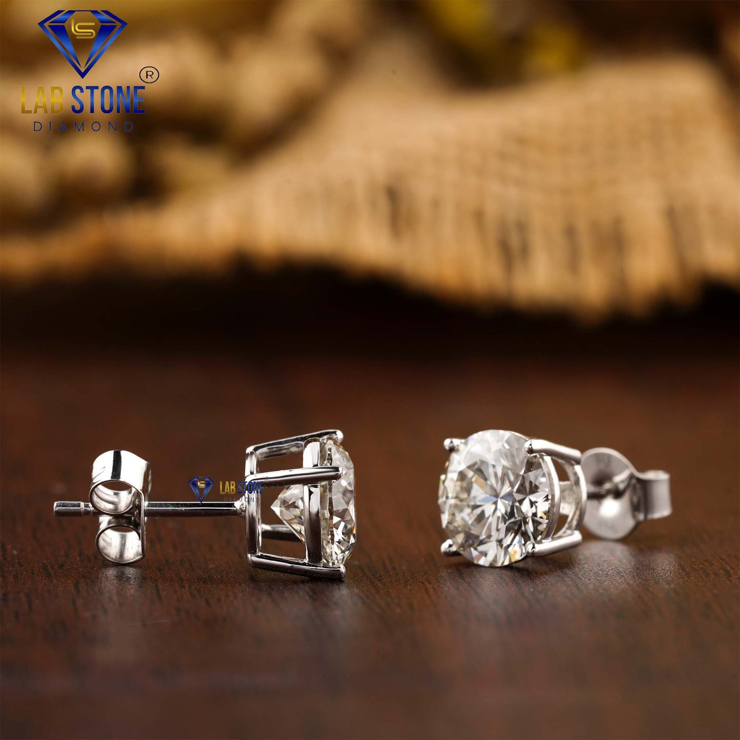 2.09 TDW Round Cut Diamond Solitaire Stud Earring