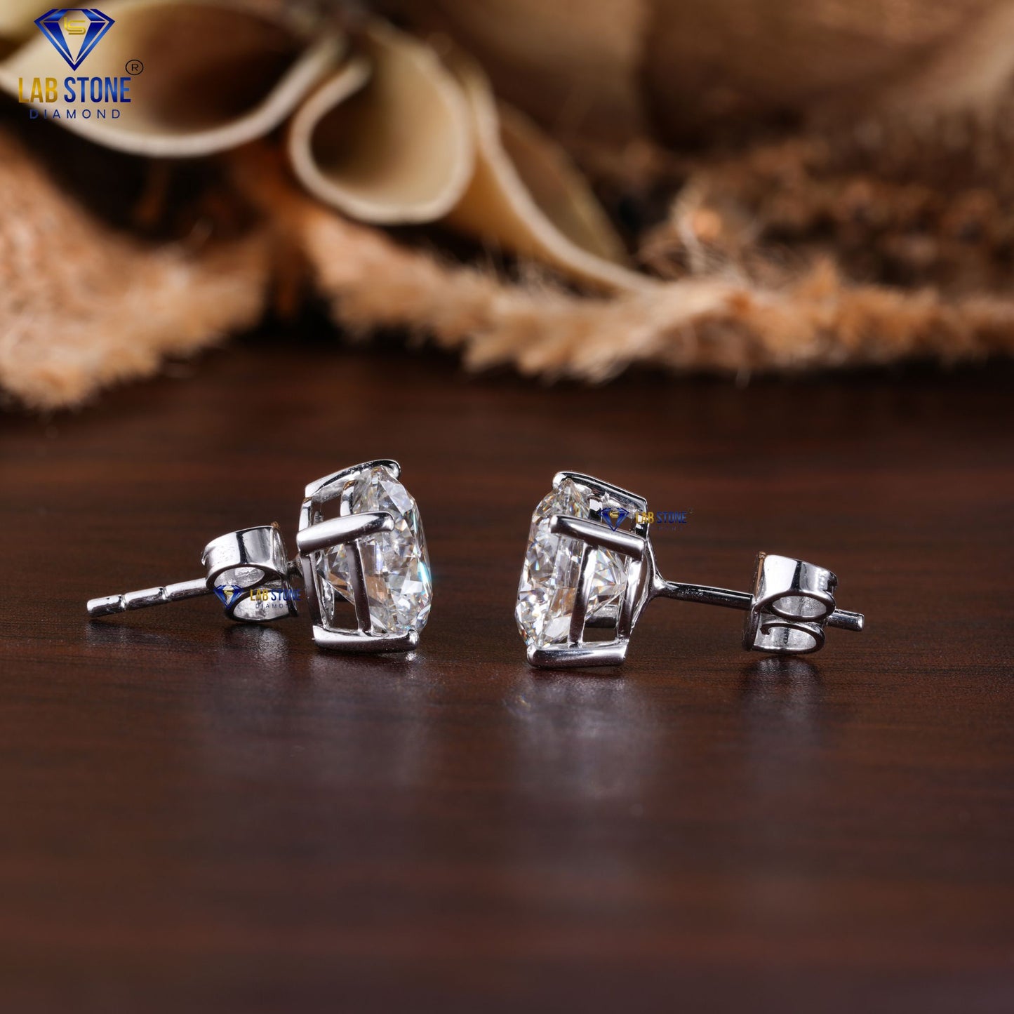 4.00 TDW Round Cut Diamond Stud Earrings