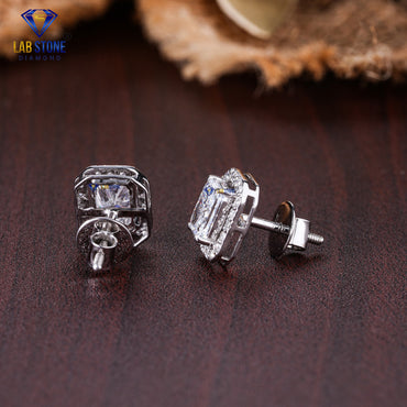1.63 TDW Radiant & Round Cut Diamond Stud Earring