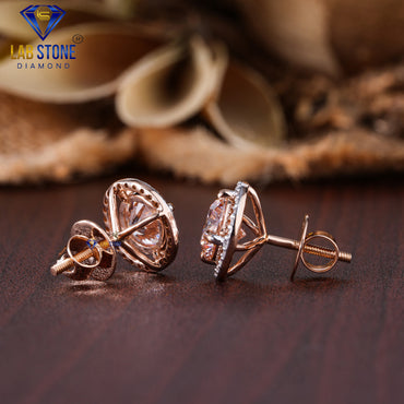 3.40 TDW Pink Round Cut Diamond Stud Earring