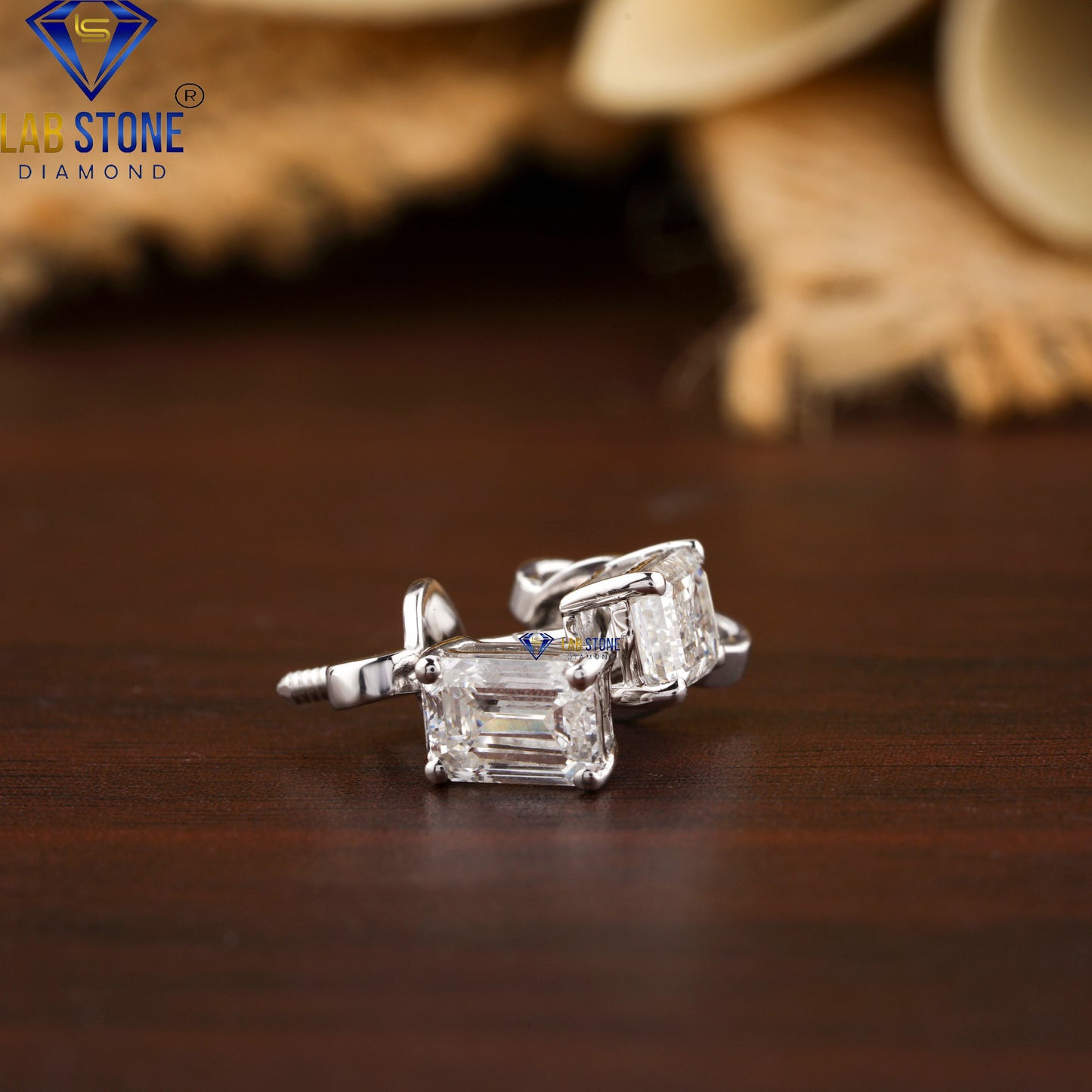 0.93 TDW Emerald Cut Diamond Solitaire Stud Earring
