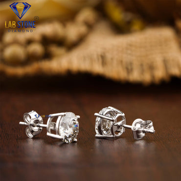 2.09 TDW Round Cut Diamond Solitaire Stud Earring