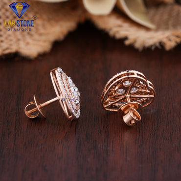 1.69 TDW Round Cut Diamond Heart Shaped Stud Earring