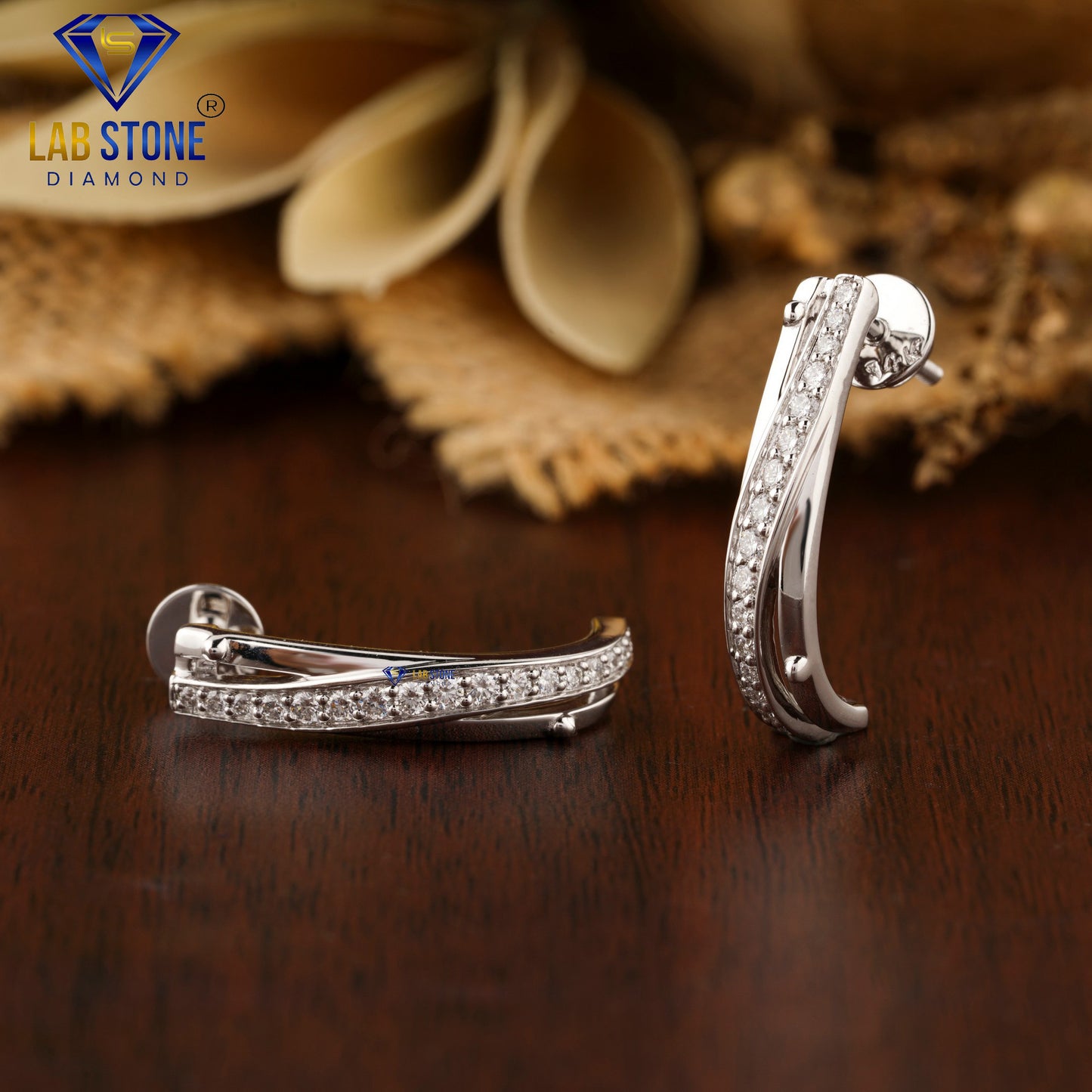 0.434 TDW Round Cut Diamond Hoop Earring