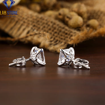 1.35 TDW Princess Cut Diamond Solitaire Stud Earrings