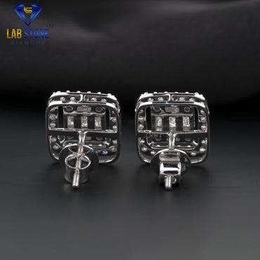 1.55 TDW Baguette & Round Cut Diamond Stud Earrings