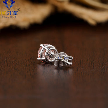 0.82 TDW Pink Round Cut Diamond Stud Earrings