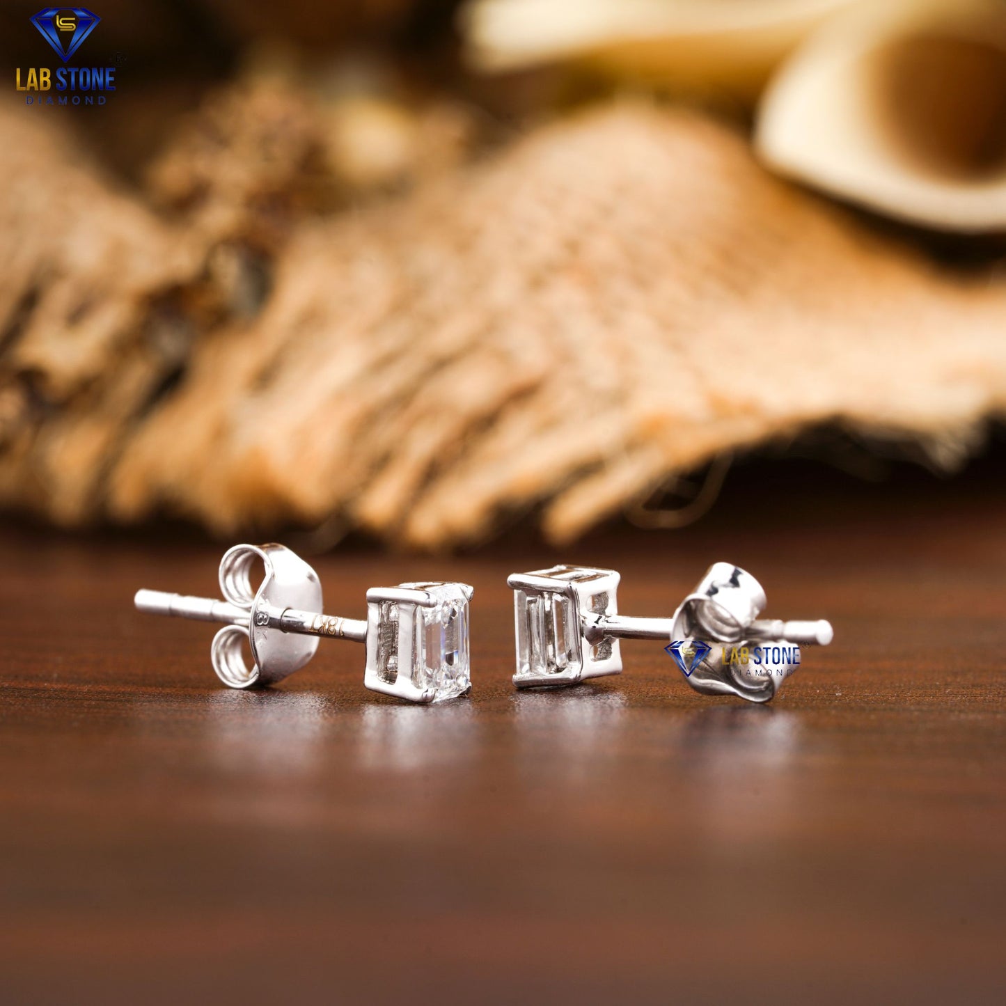 0.40 TDW Emerald Cut Diamond Solitaire Stud Earring