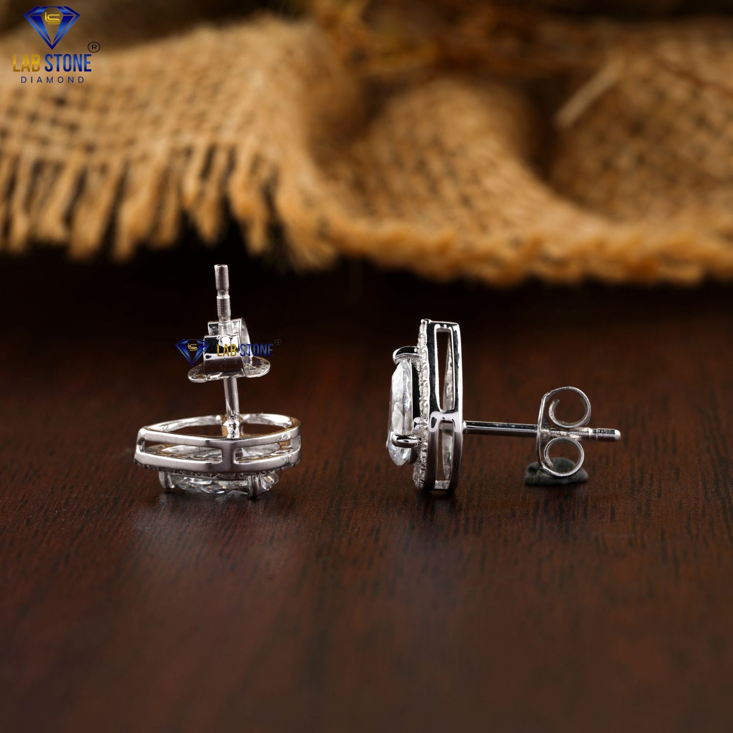 1.76 TDW Round & Pear Cut Diamond Stud Earring